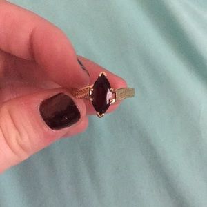 14K YELLOW GOLD GENUINE GARNET RING